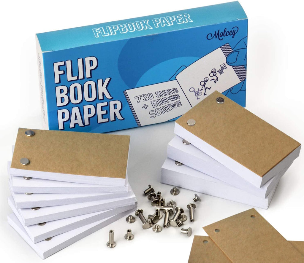 Blank Flip Book Animation Paper Set – 720 Sheets (1480 Pages) Thick 120gsm Paper with Binding Screws for Drawing, Sketching & Animation