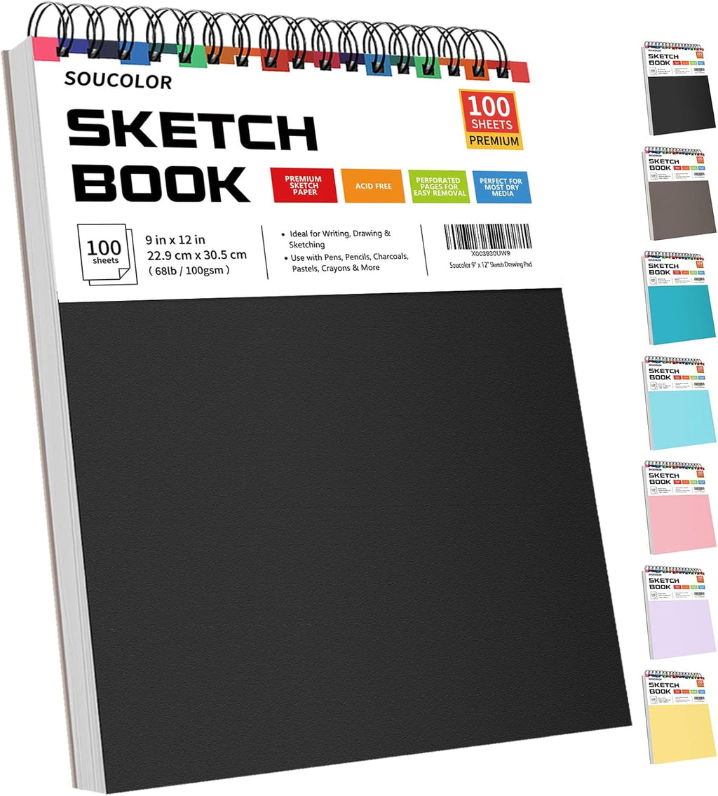 9 x 12 Sketch Book – 100 Sheets Top Spiral Bound Drawing Pad | DISH HOME