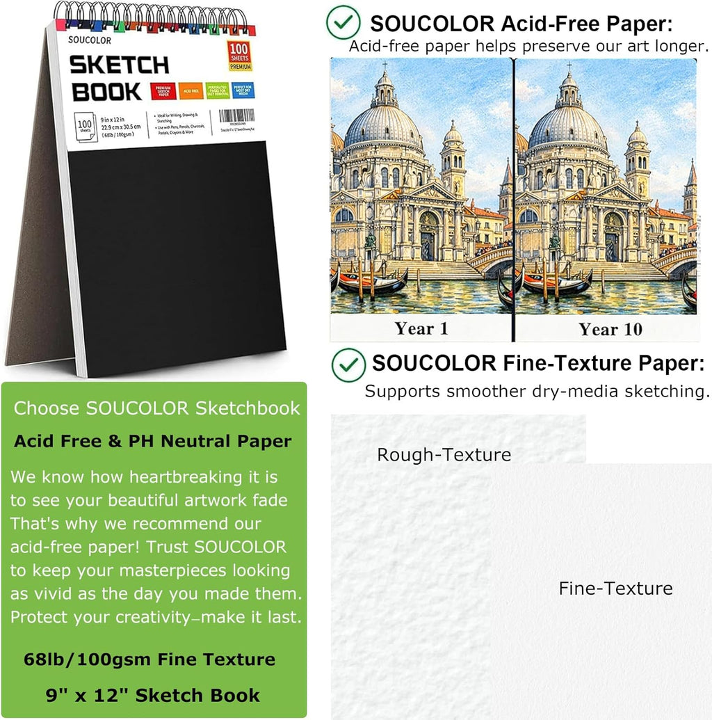9 x 12 Sketch Book – 100 Sheets Top Spiral Bound Drawing Pad | DISH HOME