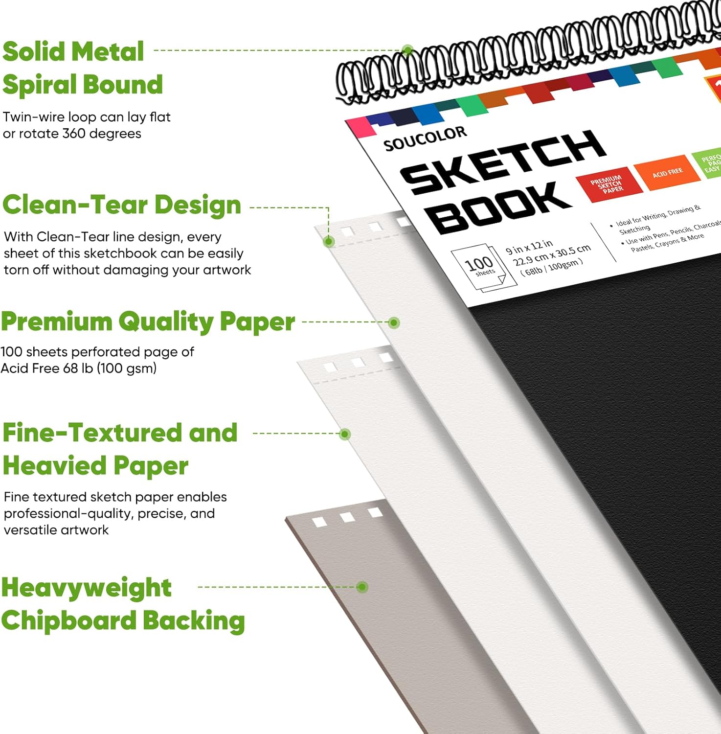 9 x 12 Sketch Book – 100 Sheets Top Spiral Bound Drawing Pad | DISH HOME