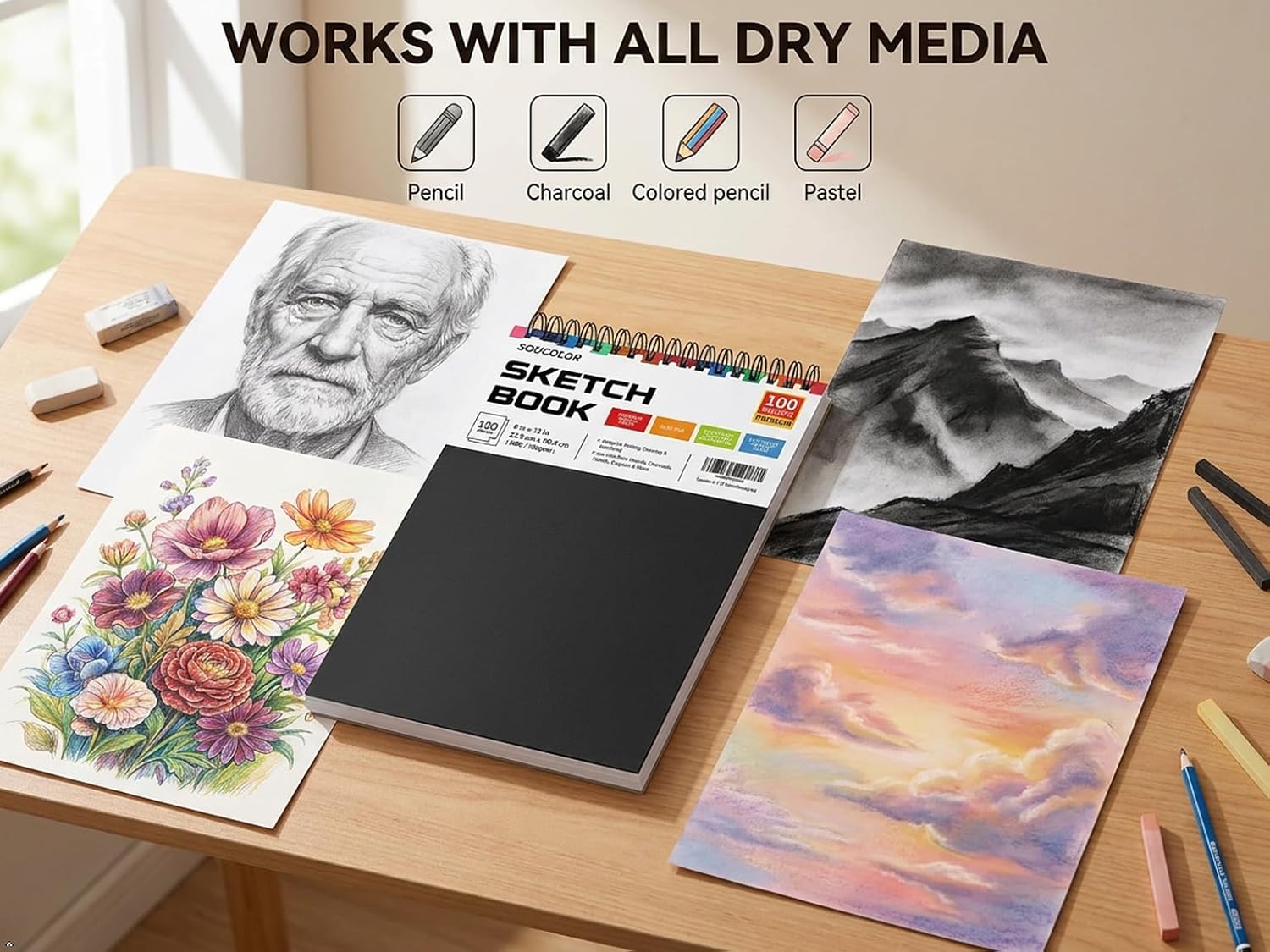 9 x 12 Sketch Book – 100 Sheets Top Spiral Bound Drawing Pad | DISH HOME