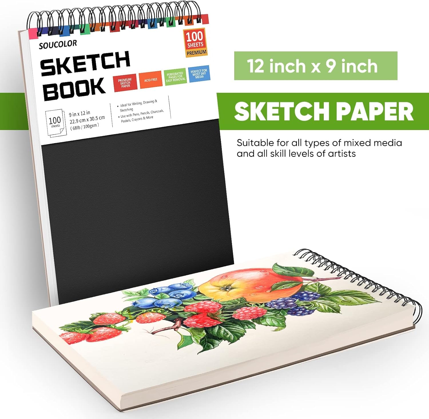 9 x 12 Sketch Book – 100 Sheets Top Spiral Bound Drawing Pad | DISH HOME