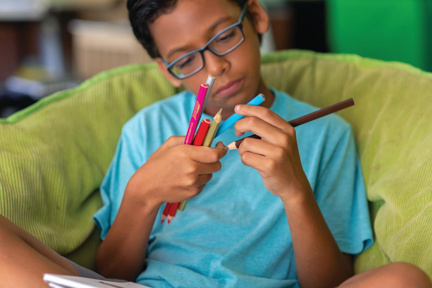 Prang Triangular Colored Pencils with Sharpener – 12 Assorted Colors Ergonomic Grip for Kids, Students & Artists